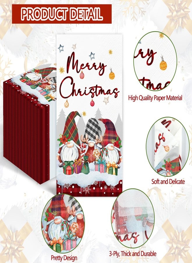 IANFEPH 100PCS Christmas Napkins Disposable 3 Ply Winter Christmas Gnome Paper Napkins Decorative Paper Hand Towels for Bathroom Xmas Guest Napkins for Winter Holiday Cocktail Party - Image 3
